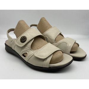 Soft Walk Sandals Womens Sz 9.5 W Adjustable Slingback Ivory‎ S1402-115